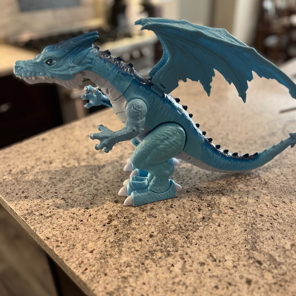 10” Blue Dragon Figure - Walks & Roars/Breathes Fire